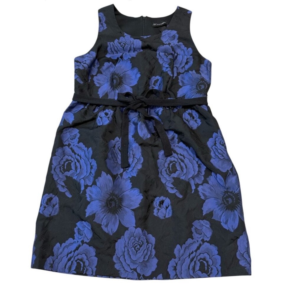 Lane Bryant Blue/Black Plus Floral Jacquard Sleeveless Dress W/Belt Size 26
